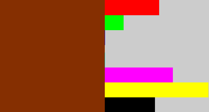 Hex color #852f01 - rust brown