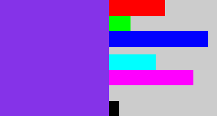 Hex color #8533e8 - bluish purple