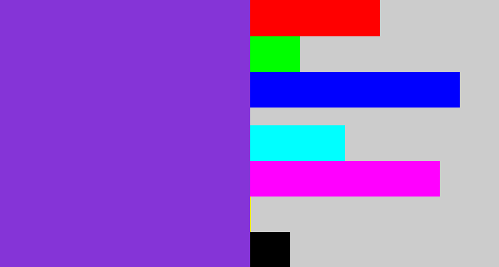 Hex color #8534d7 - bluish purple