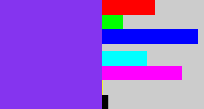 Hex color #8534ef - bluish purple