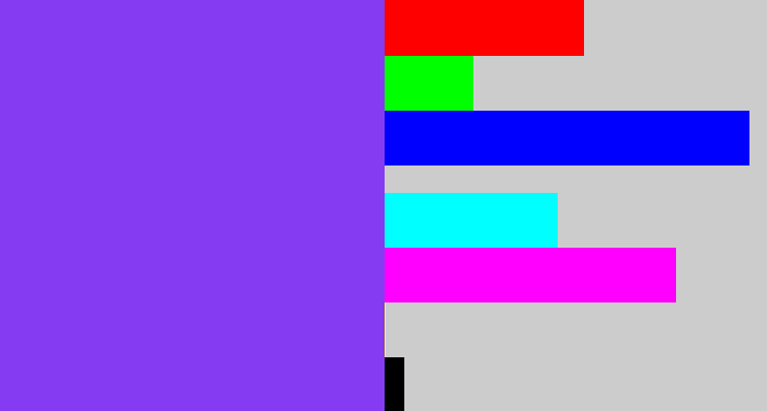 Hex color #853bf1 - bluish purple