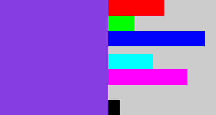 Hex color #853ee2 - bluish purple