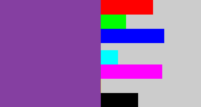 Hex color #853fa1 - medium purple