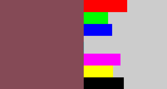 Hex color #854a56 - dark mauve