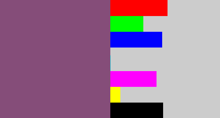 Hex color #854d79 - dull purple