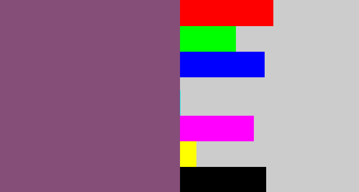 Hex color #854e79 - dull purple