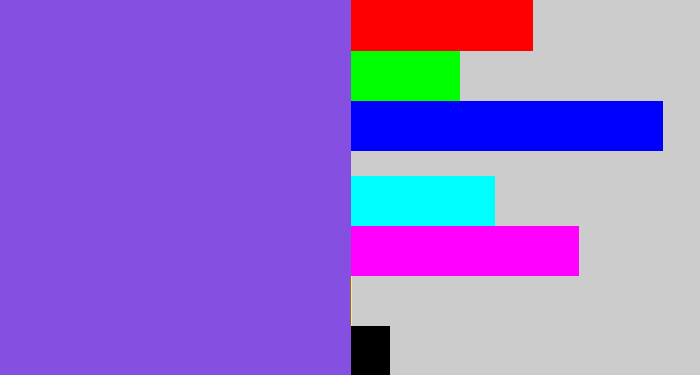 Hex color #854fe2 - purpley