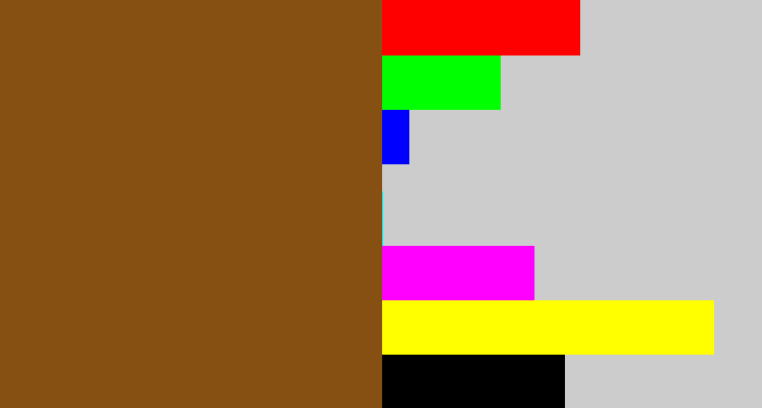 Hex color #855011 - medium brown