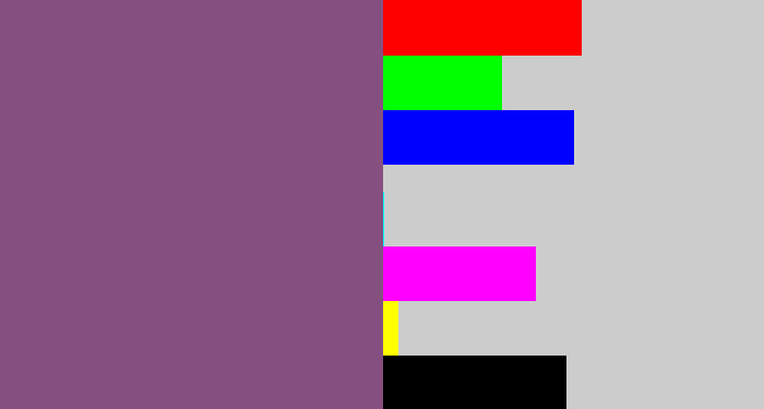 Hex color #855080 - dull purple