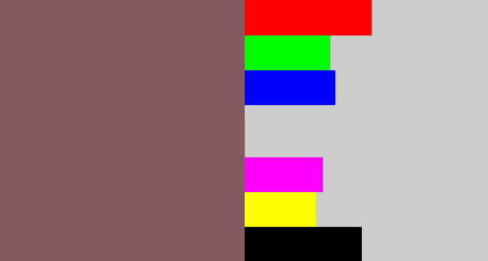 Hex color #855a5e - dark mauve