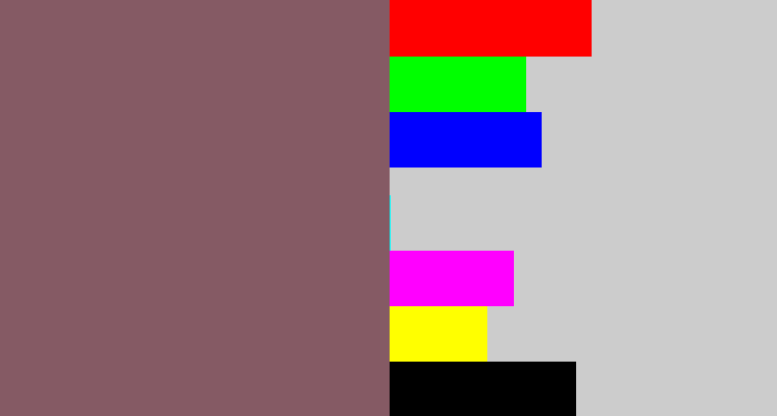 Hex color #855a64 - dark mauve