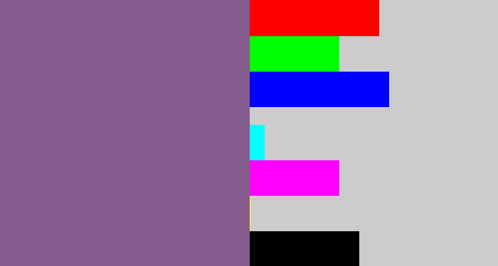 Hex color #855b8e - muted purple