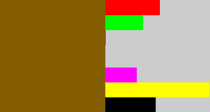 Hex color #855d01 - poo brown