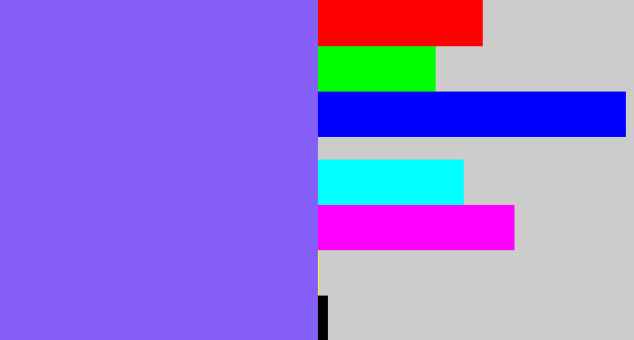 Hex color #855ef7 - purpley
