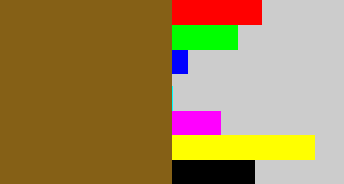 Hex color #856016 - medium brown
