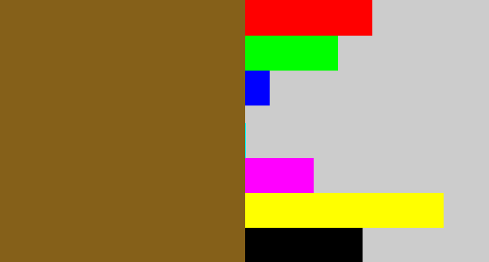 Hex color #856019 - medium brown