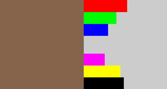 Hex color #85644b - dark taupe