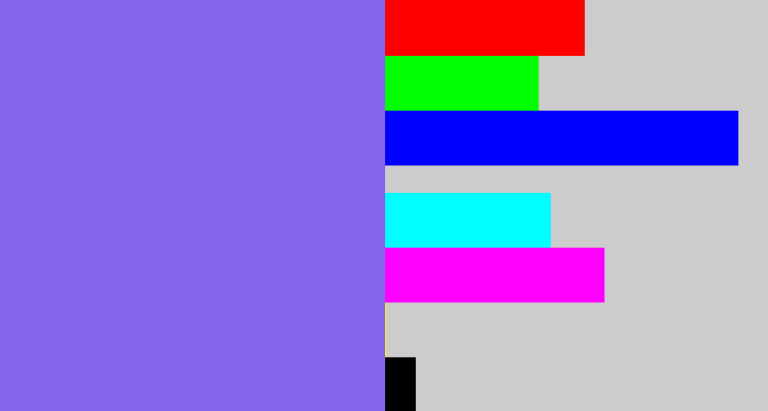 Hex color #8565eb - purpley