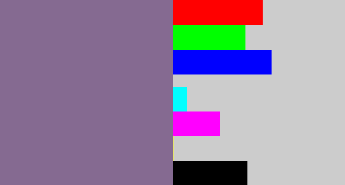 Hex color #856a91 - grey purple