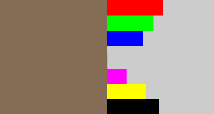 Hex color #856d55 - grey brown