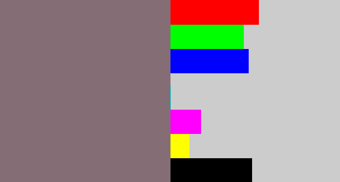 Hex color #856d76 - purplish grey