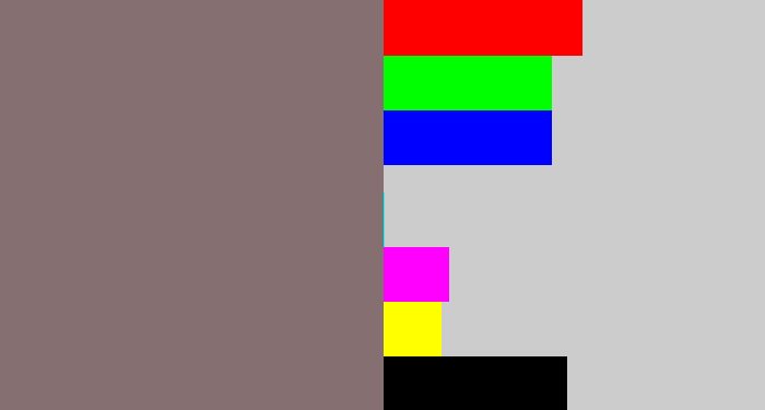 Hex color #856f71 - purplish grey