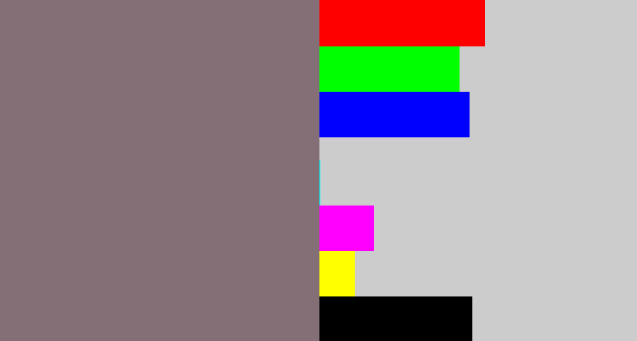 Hex color #856f77 - purple grey