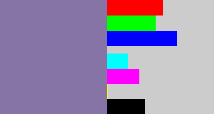 Hex color #8574a5 - faded purple