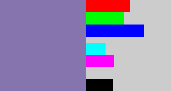 Hex color #8574ad - faded purple
