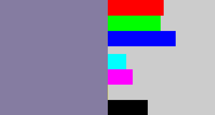 Hex color #857ca1 - greyish purple