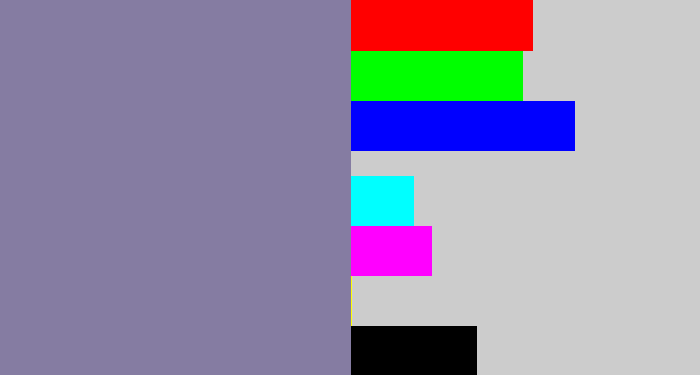 Hex color #857ca2 - greyish purple