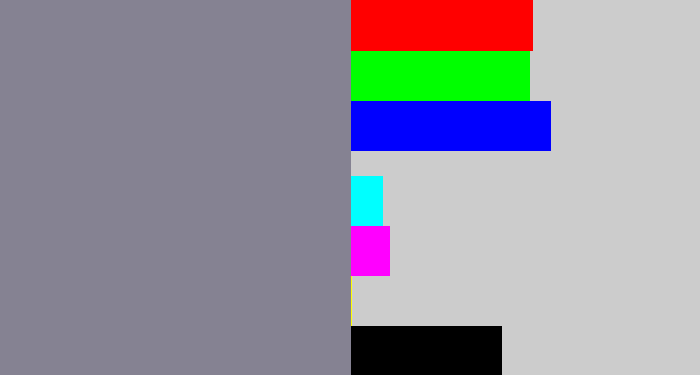 Hex color #858292 - purpley grey