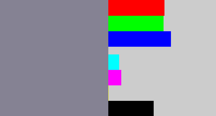 Hex color #858293 - purpley grey