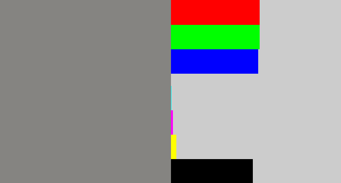 Hex color #858481 - medium grey