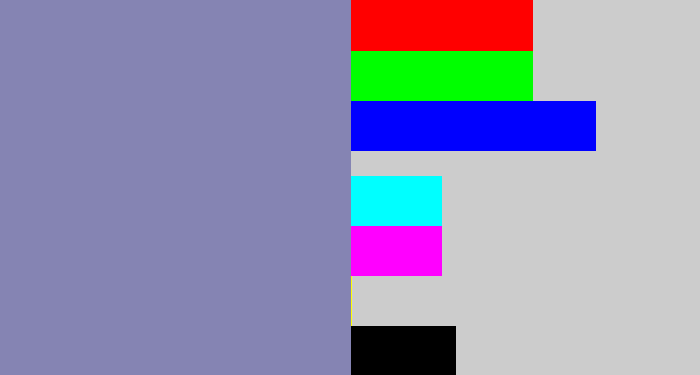 Hex color #8584b3 - blue/grey