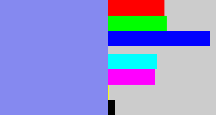 Hex color #8589f0 - lavender blue