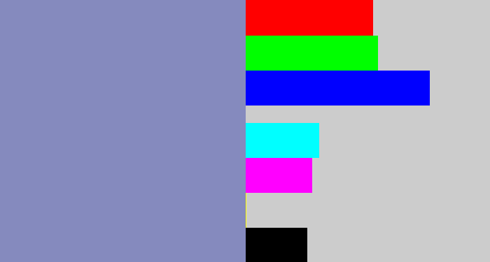 Hex color #858abe - bluey grey