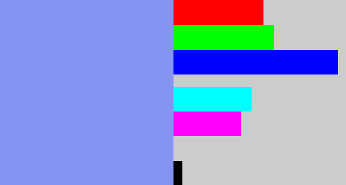 Hex color #8594f1 - periwinkle blue