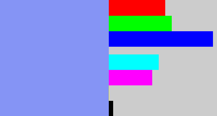 Hex color #8594f5 - periwinkle blue