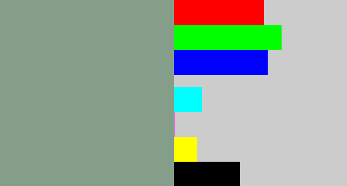 Hex color #859e8a - grey/green