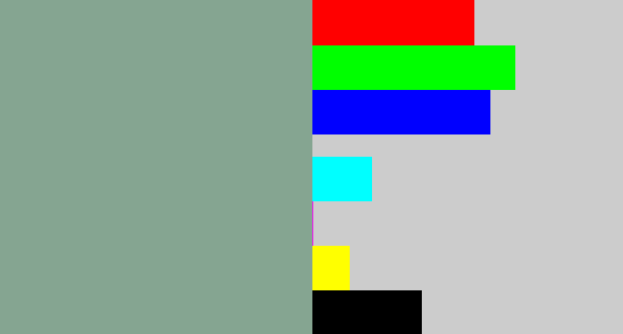 Hex color #85a591 - greenish grey