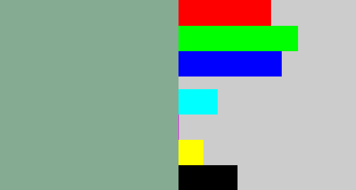 Hex color #85ab93 - greenish grey