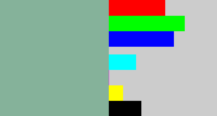 Hex color #85b29a - greenish grey