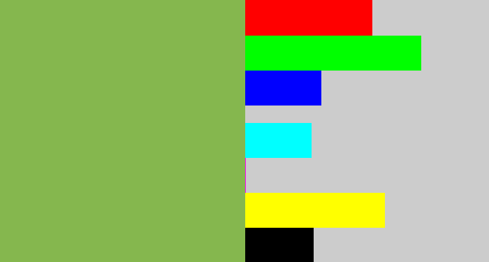 Hex color #85b74e - turtle green