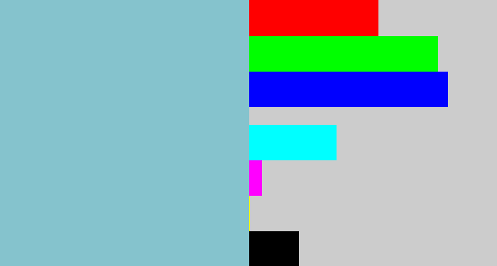 Hex color #85c3cd - light grey blue