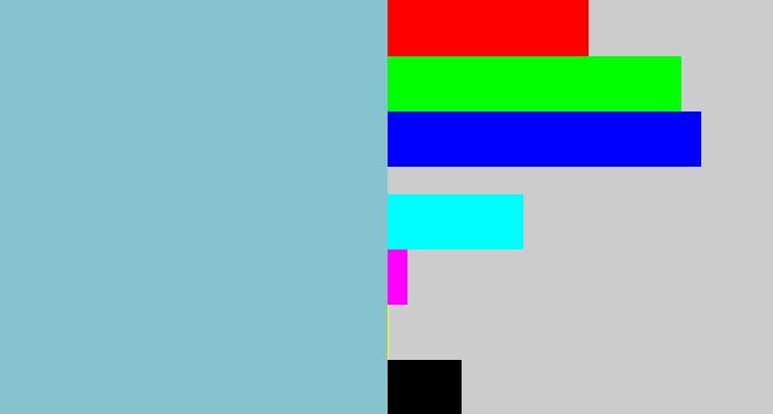 Hex color #85c3ce - light grey blue