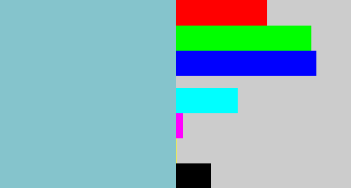 Hex color #85c4cc - light grey blue