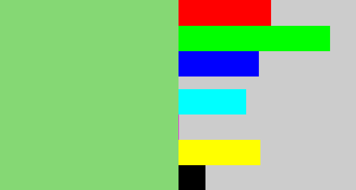 Hex color #85d874 - soft green