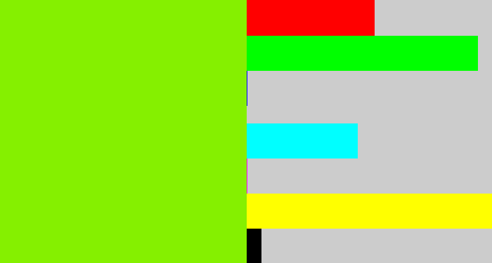 Hex color #85f000 - bright lime