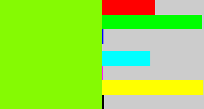 Hex color #85fa03 - bright lime